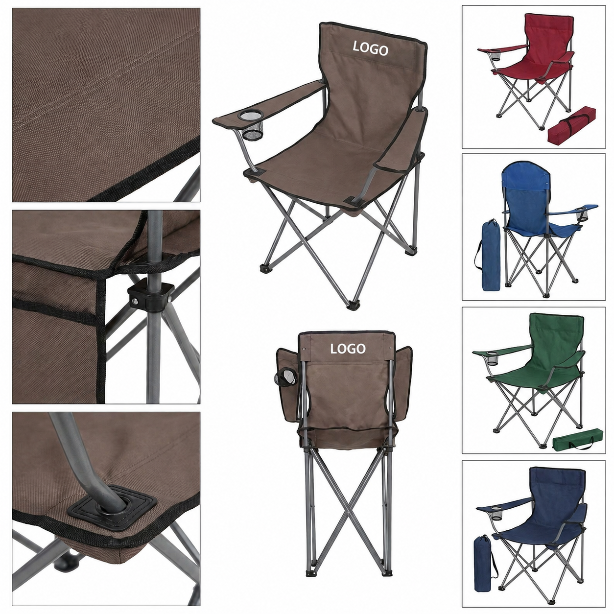 Folding Outdoor Armchair with Integrated Cup Holder and Carry Bag