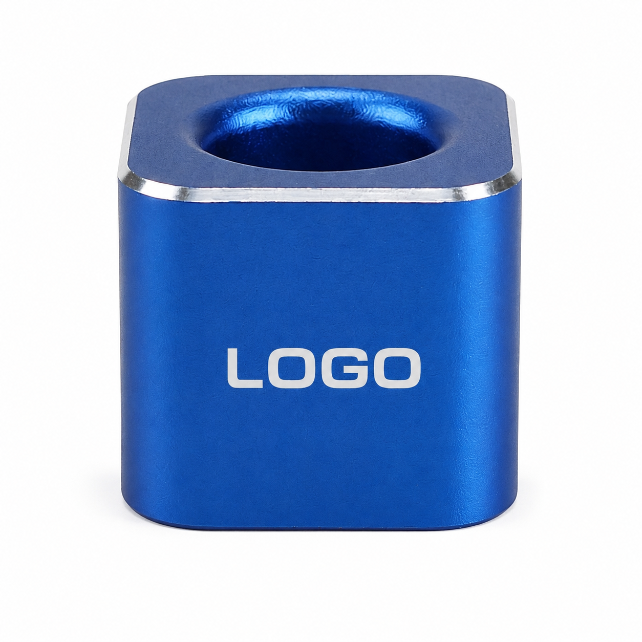 Anodized Aluminum Desktop Pen Stand - Compact Square Profile