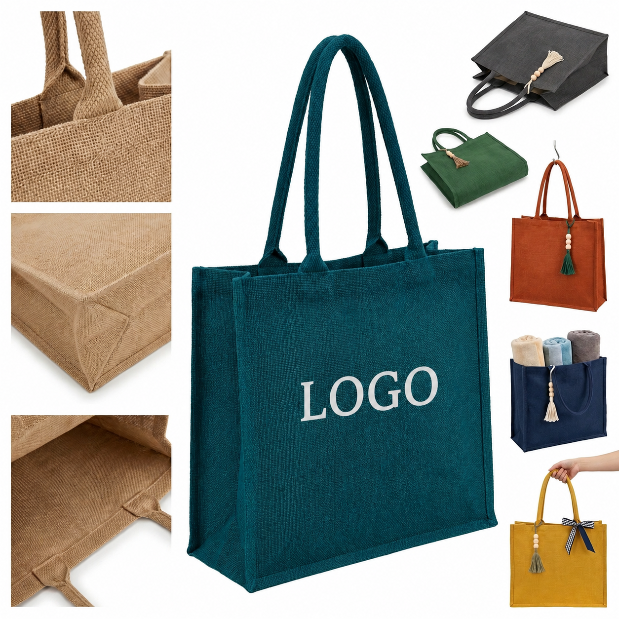 Sustainable Jute Carryall with Expandable Side Gussets