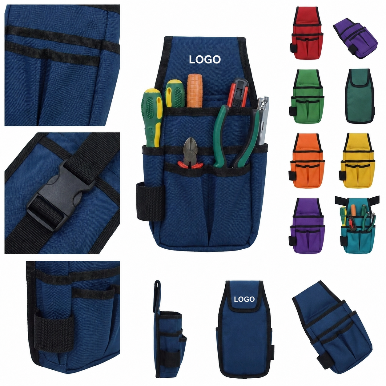Multi-Slot Heavy Duty Utility Pouch with Quick-Snap Fastening