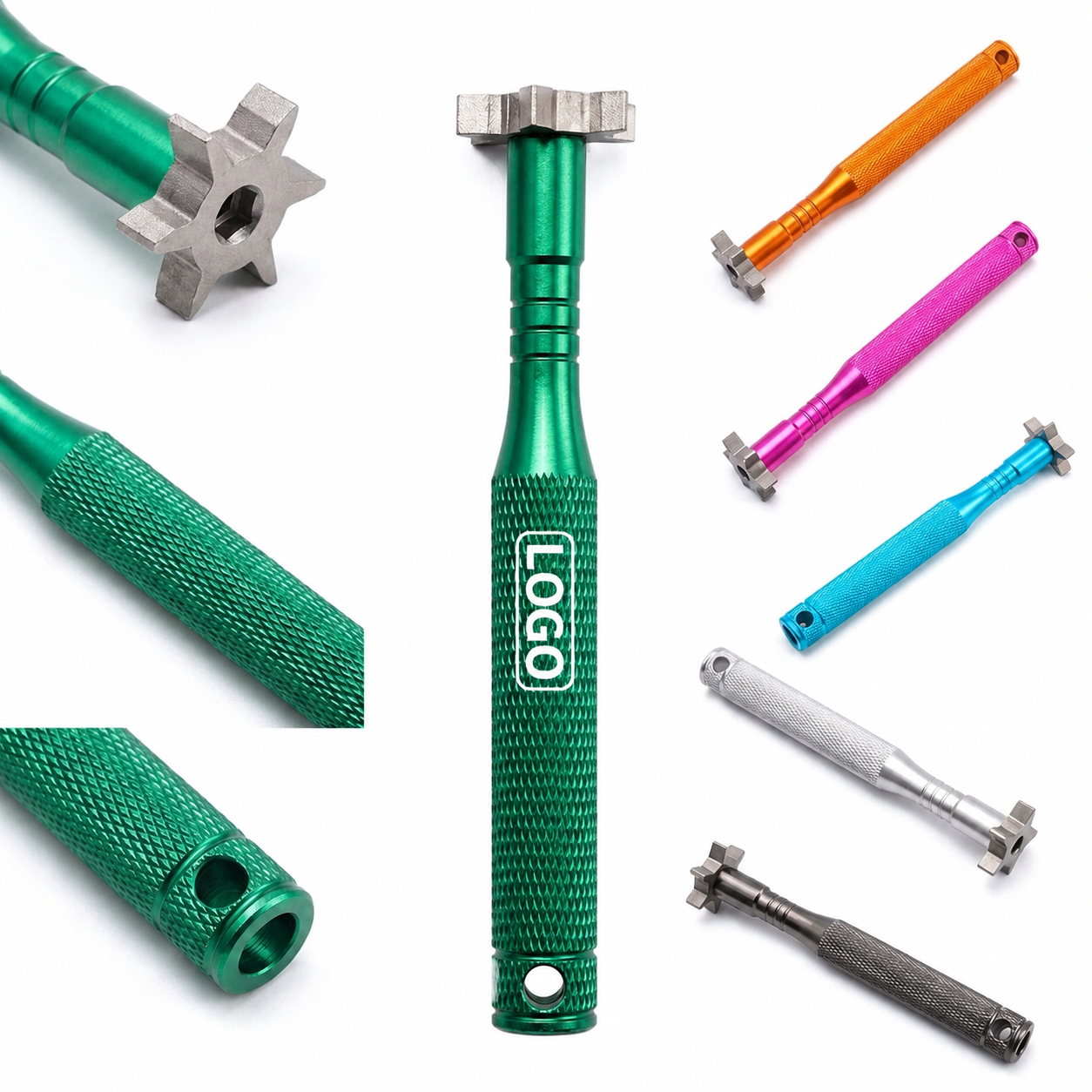 Six-Tip Aluminum Alloy Golf Groove Sharpening and Maintenance Tool