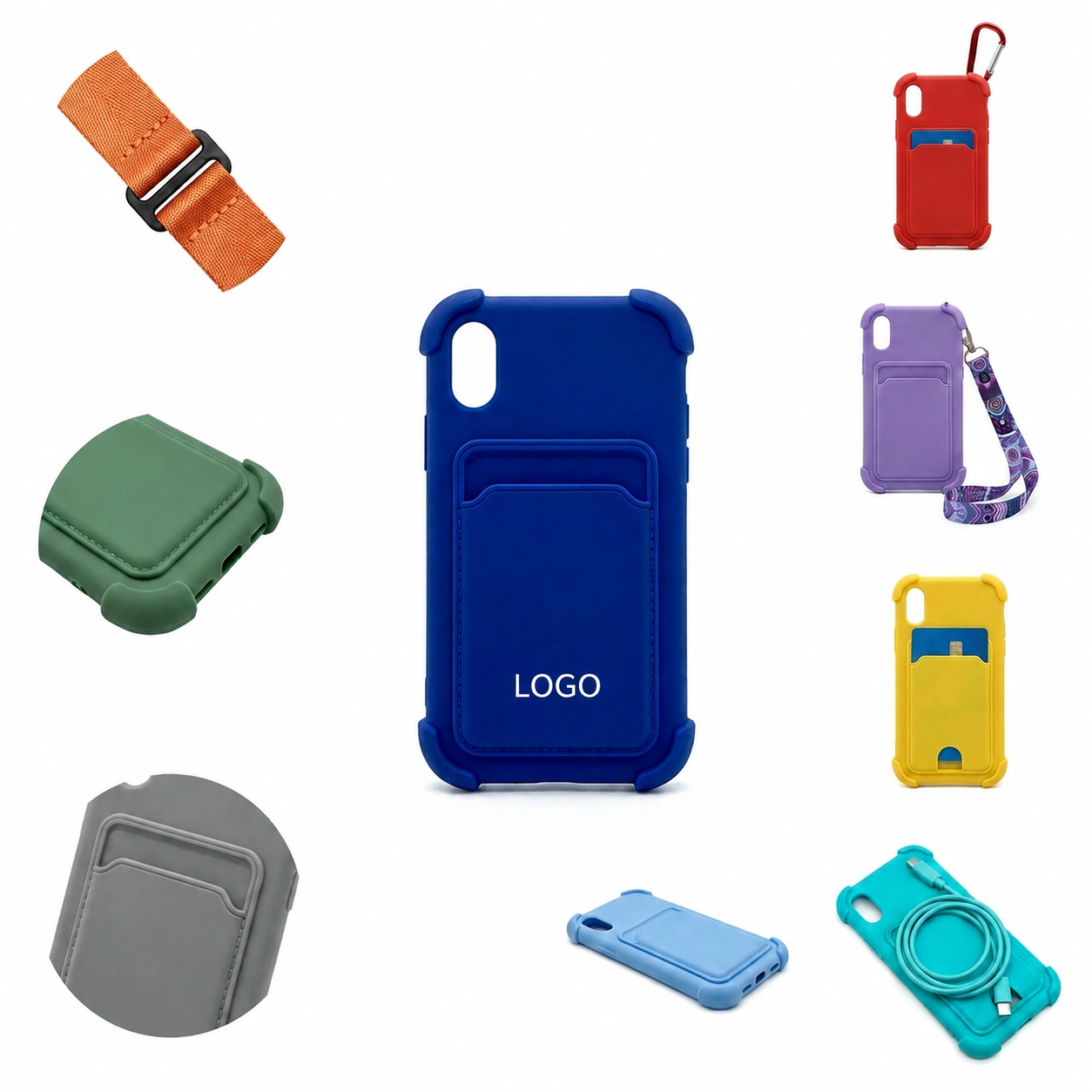 Multifunctional Silicone Mobile Tether with Integrated Card Carrier