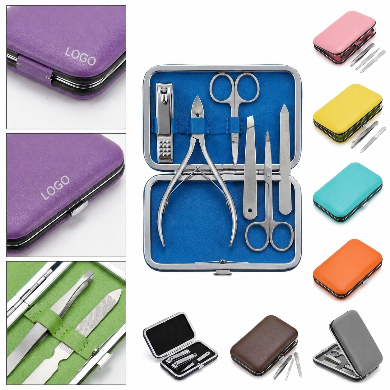 Compact 7-Piece Stainless Steel Personal Grooming Kit