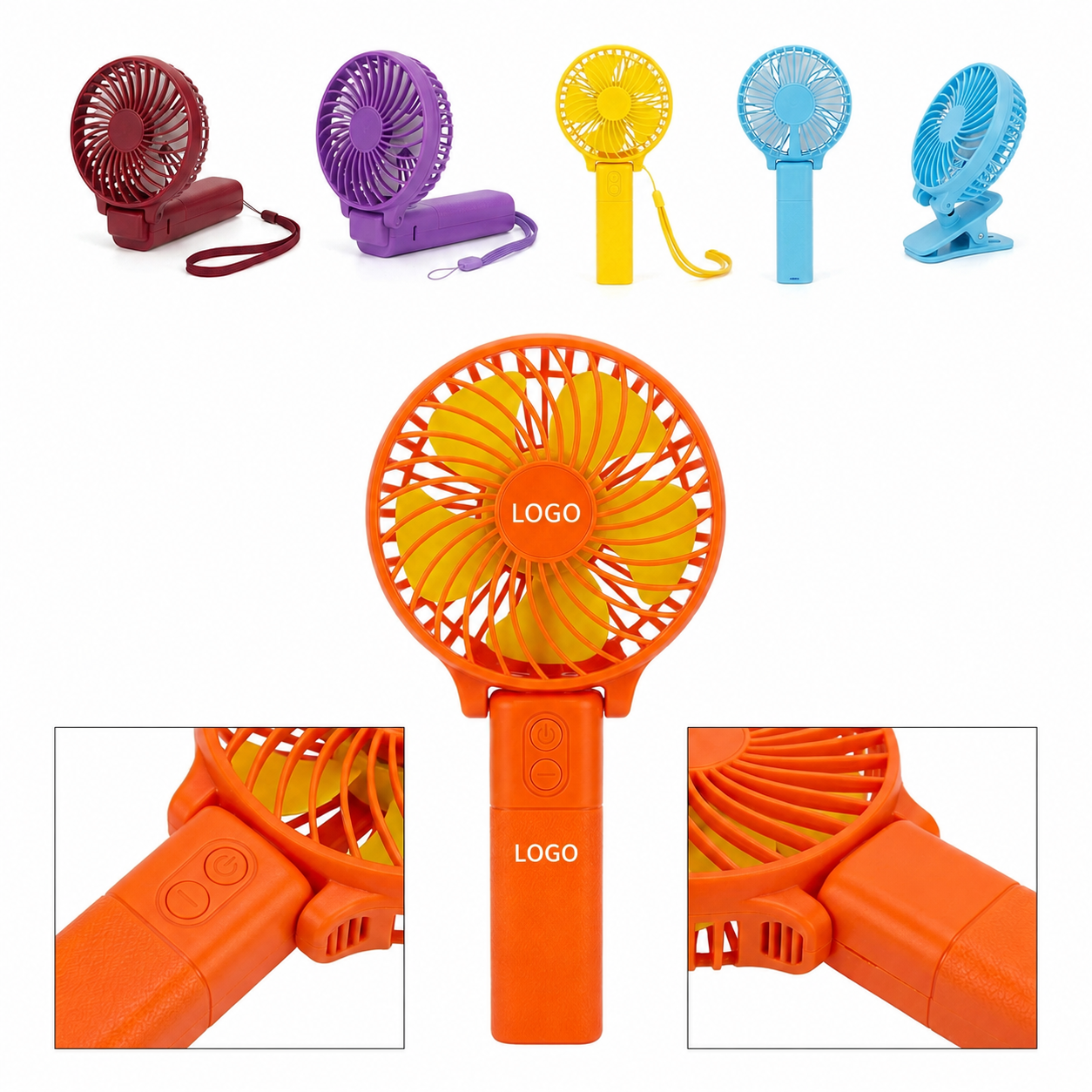 Multi-Functional Adjustable Handheld Cooling Fan with 3-Speed Control and 90-Degree Pivoting Head