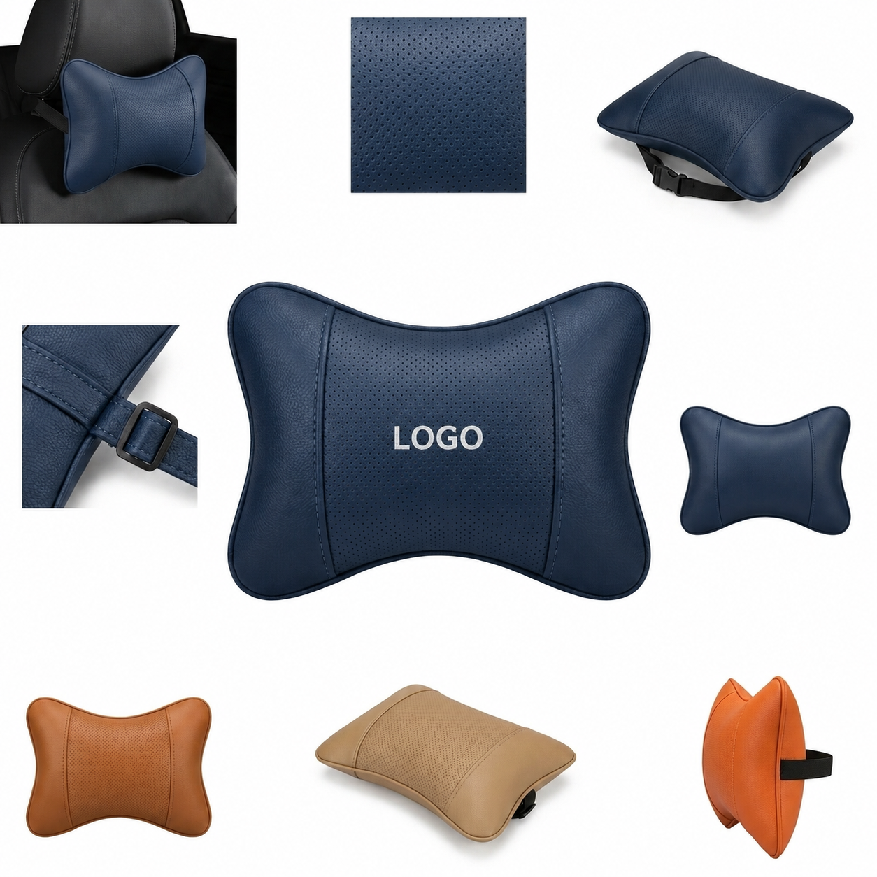 Ergonomic Synthetic Leather Automotive Headrest Support Pillow