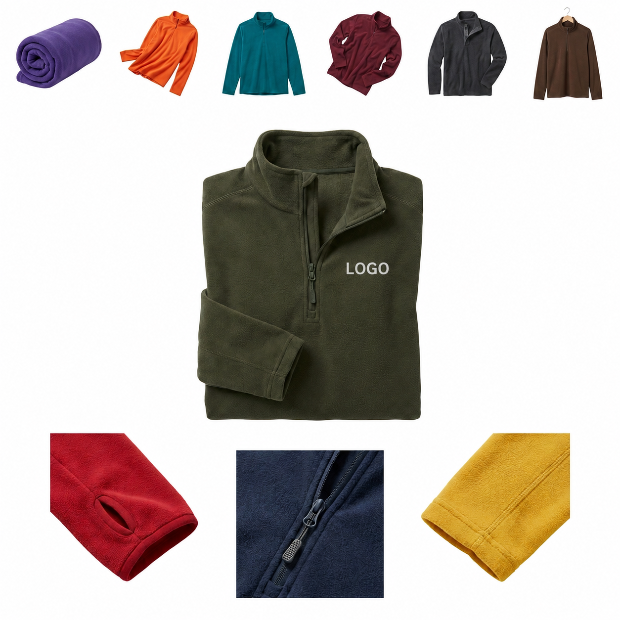 Performance Fleece Half-Zip Pullover with Integrated Thumbholes
