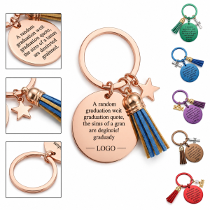 Commemorative Metallic Tassel Keychain with Round Branding Plate