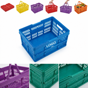 Collapsible Utility Crate with Folding Dual Handles