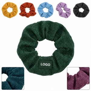 Ribbed Corduroy Elastic Hair Scrunchies for Promotional Gifting